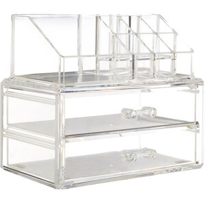 Beauty 9 Compartment Cosmetics Organiser With 2 Drawers