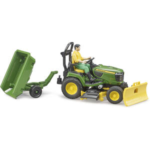 Bruder bworld John Deere Lawn tractor with trailer and gardener Farm Tractor Model