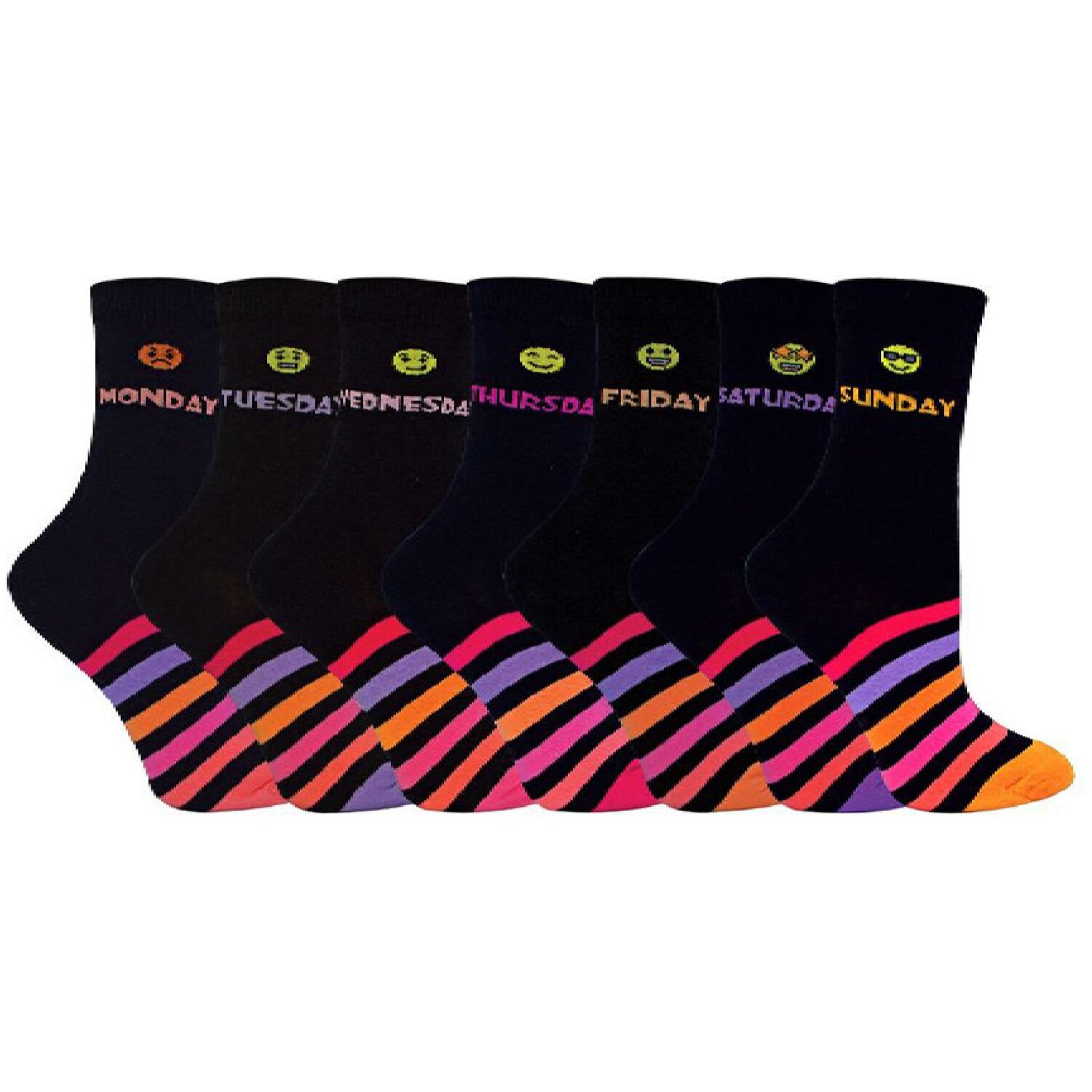 Sock Snob 7 Pack Kids Novelty Days Of The Week Socks Ideal For School - Pink / 9-12