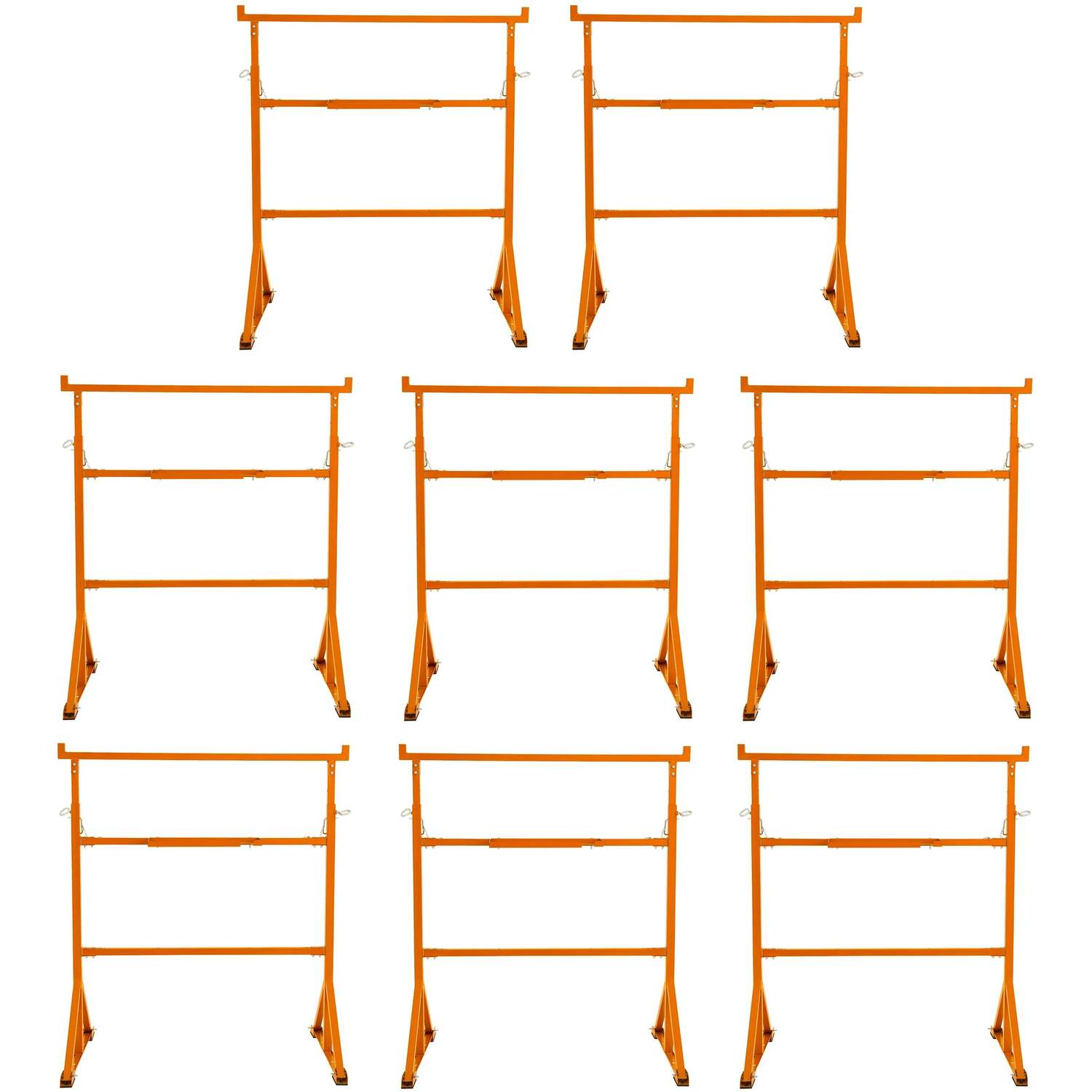 T-Mech Trestle Stand Heavy Duty Steel Builders Sawhorse Worktable Adjustable Height - Orange / 64.8Kg