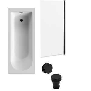 Round Single Ended 1700x700 Bath Set - Leg Set, Black Screen and Black Waste