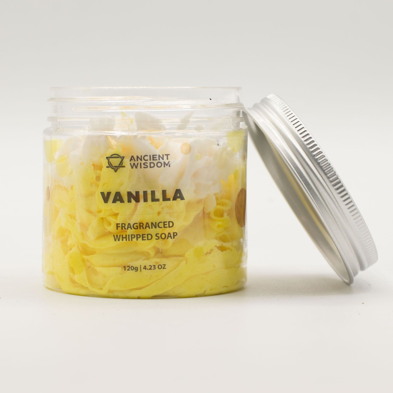 KDMD Vanilla Whipped Soap 120g Creamy Sweet Cleansing Jar in Yellow - Image 2