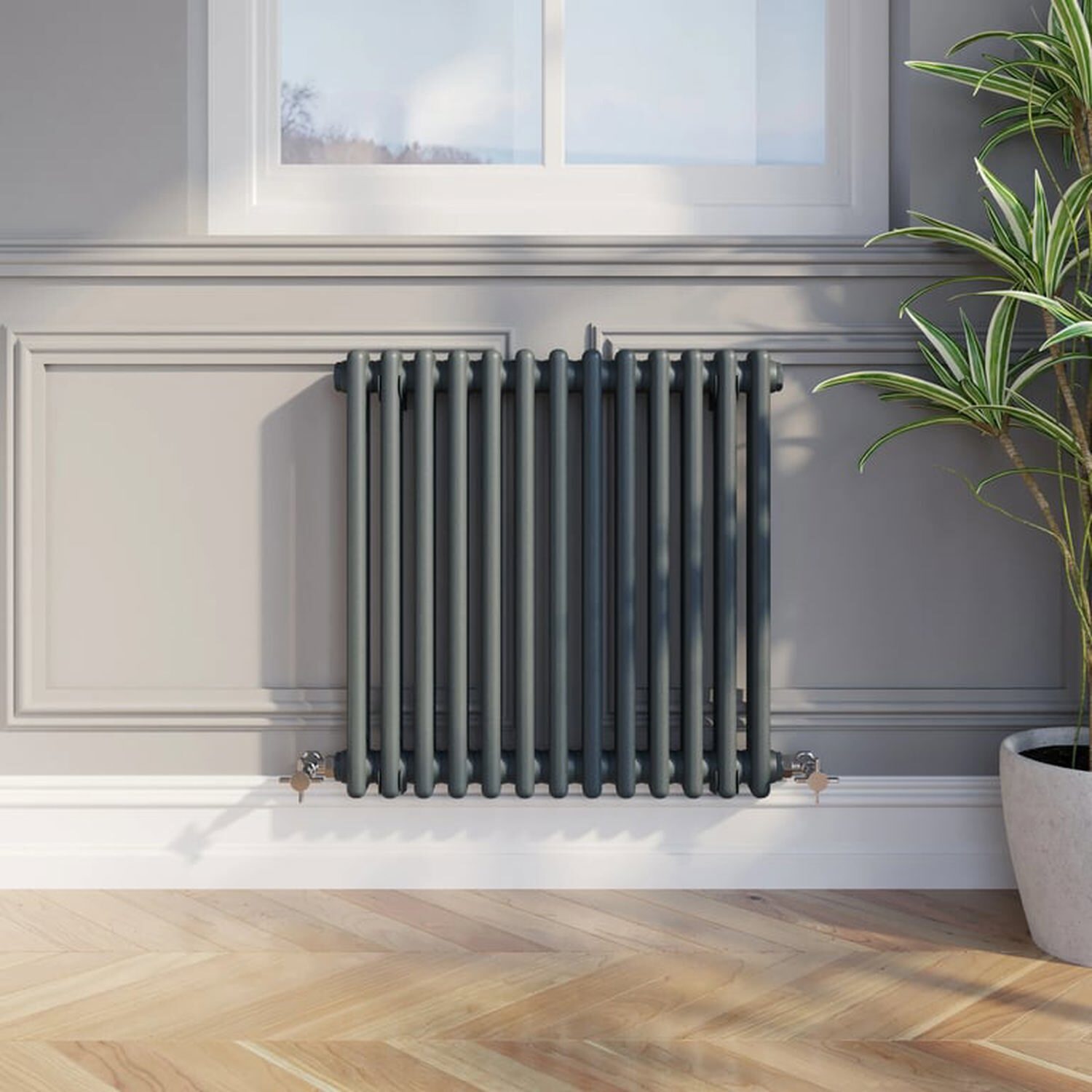 Temprazo Traditional Colosseum Double Bar Column Radiator Anthracite 300 X 1190Mm - Anthracite / 605Mm / 600Mm / 70Mm