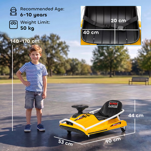 AIYAPLAY 24V Electric Go Kart for Kids with Drift Mode Yellow