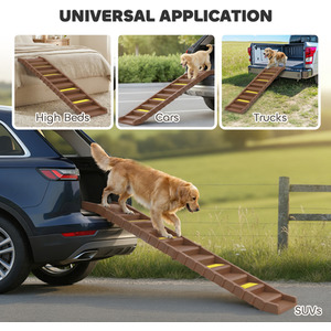 Brown PawHut Foldable Dog Ramp for Car Non-Slip for SUVs Trucks shot 16808249
