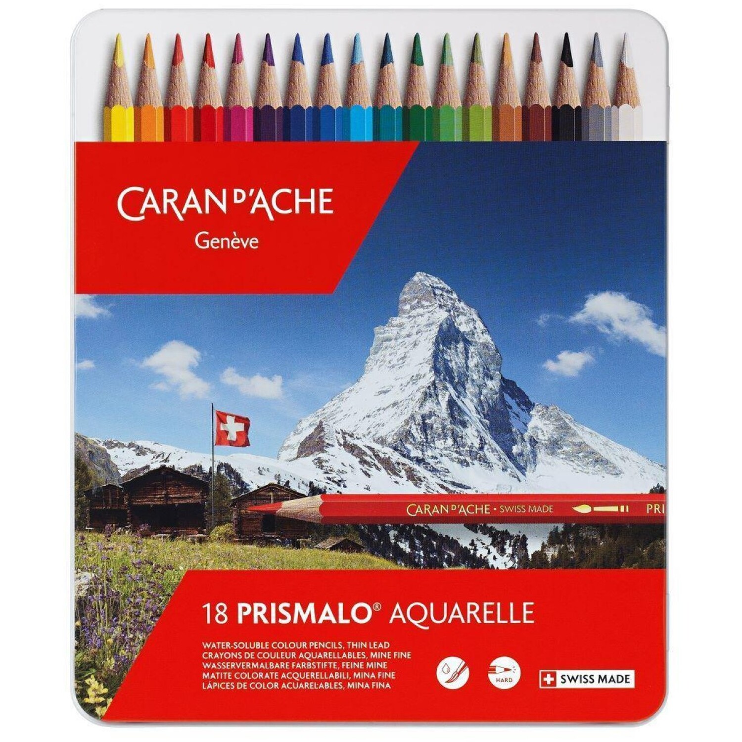 Caran D'ache Prismalo Aquarelle 18 Water-Soluble Colour Pencils - Assorted Colours