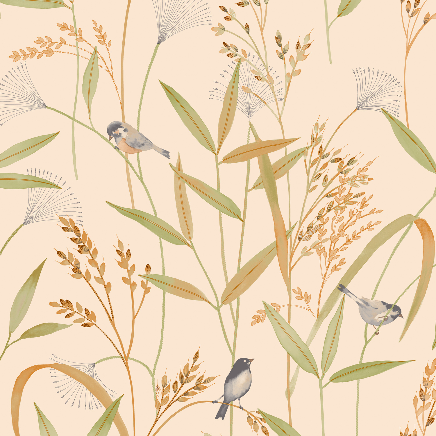 Pink Vinyl Wallpaper Birds Botanical Grandeco Azuria Scrubbable Paste The Wall - Image 2