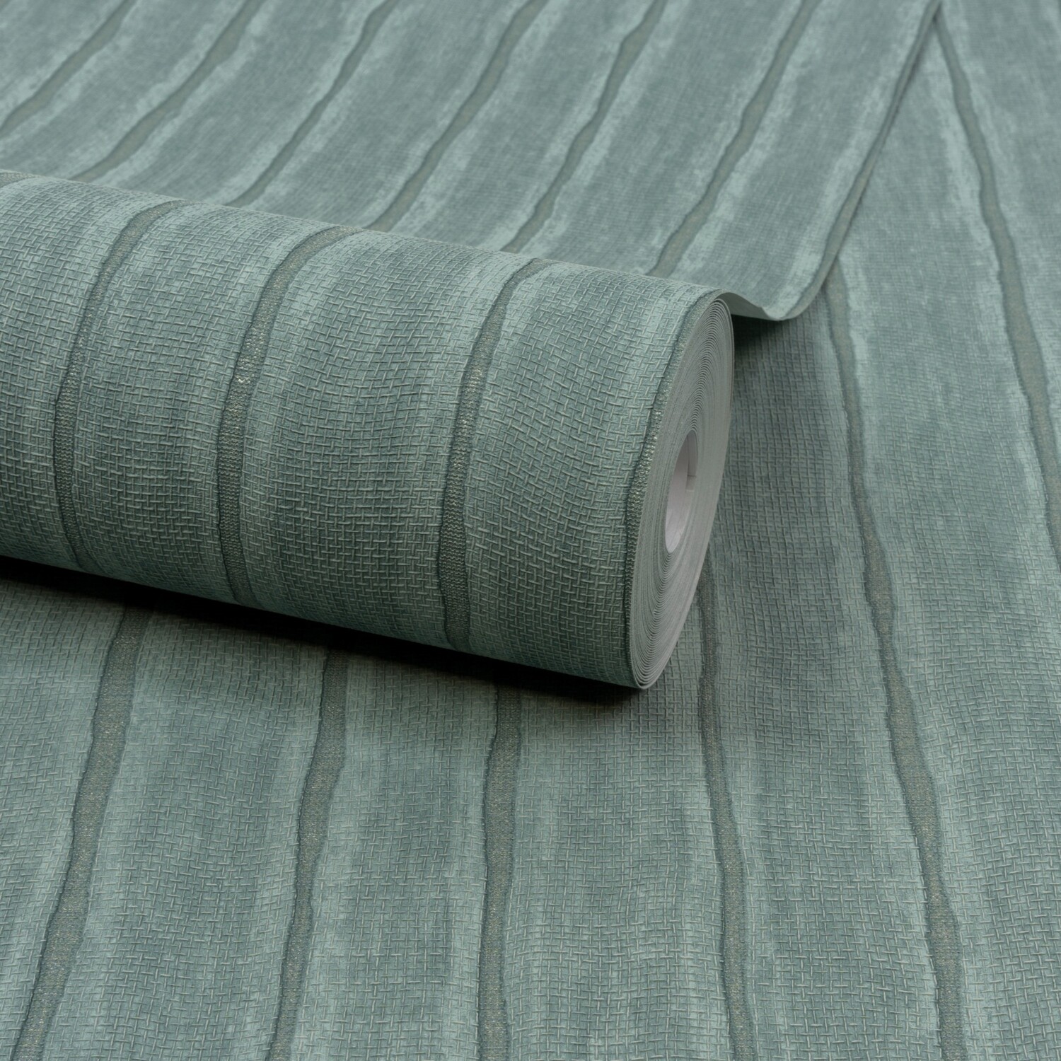 Grandeco Boutique Kalema Fabric Stripe Luxury Weight Embossed Wallpaper, Aqua Teal - Image 3