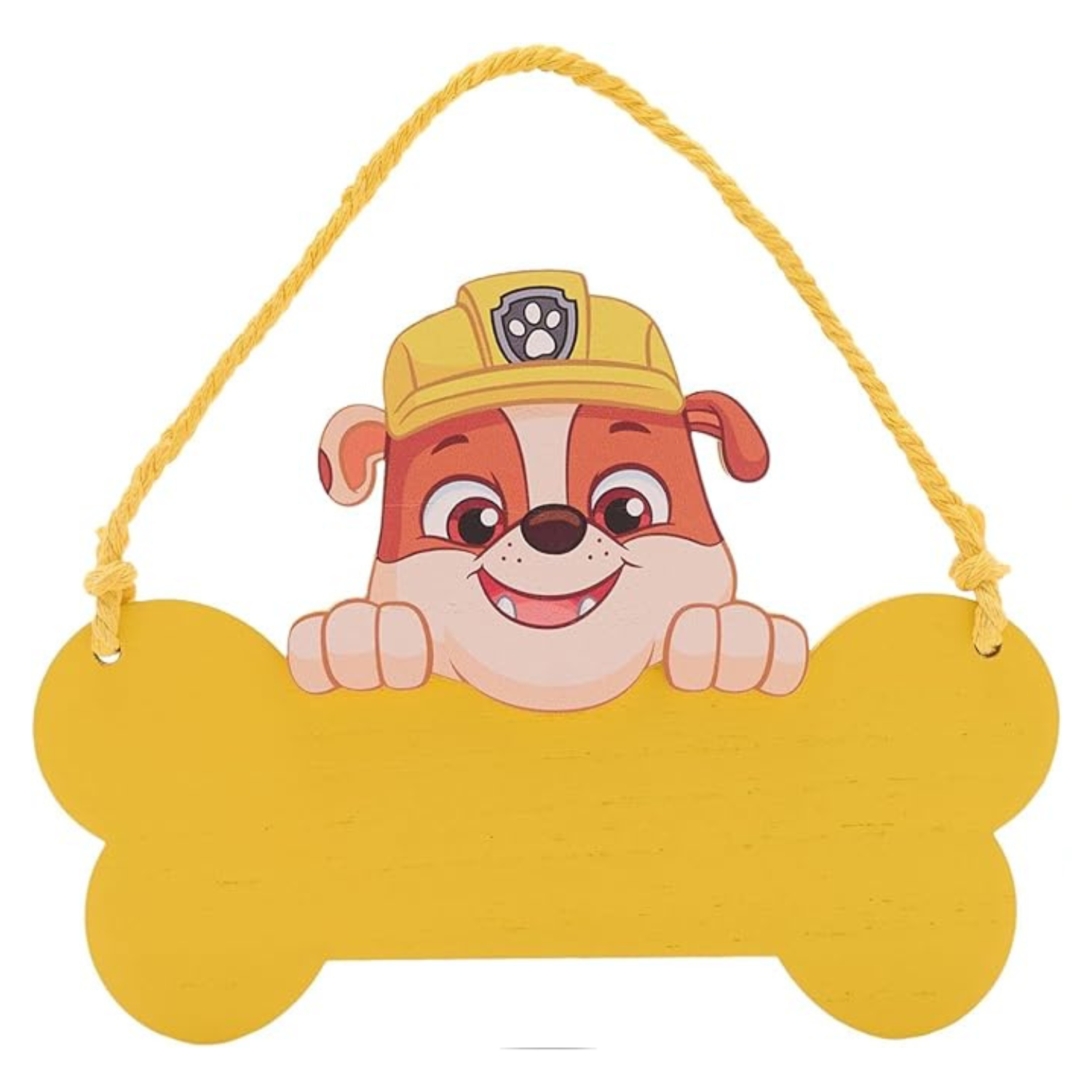 Widdop & Co Paw Patrol Rubble Wooden Hanging Plaque - Yellow