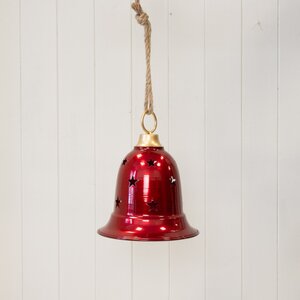 Glossy Red Metal Bell with Cutout Detail Small