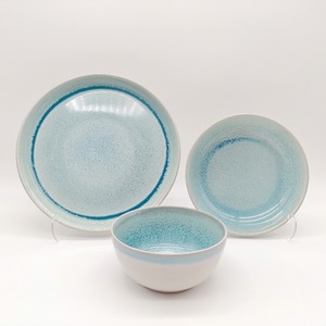 Reactive Blue Glaze Dinner Set Plates Bowls