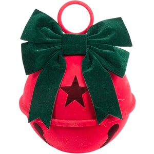 Flocked Velvet Bow Bell Decoration