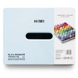 HIMI Twin Cup Gouache Set 112 Paint Colours, Ice Blue Case, Smooth, Rich Colours