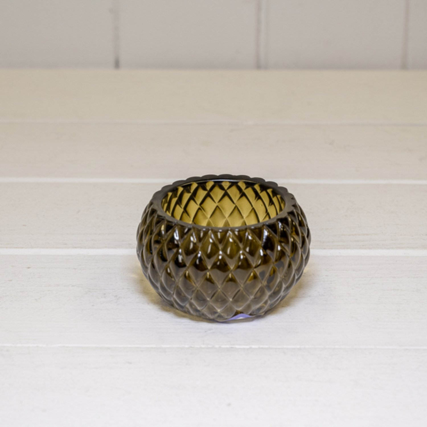  - Olive Green Diamond Pattern Tealight Holder - Image 3