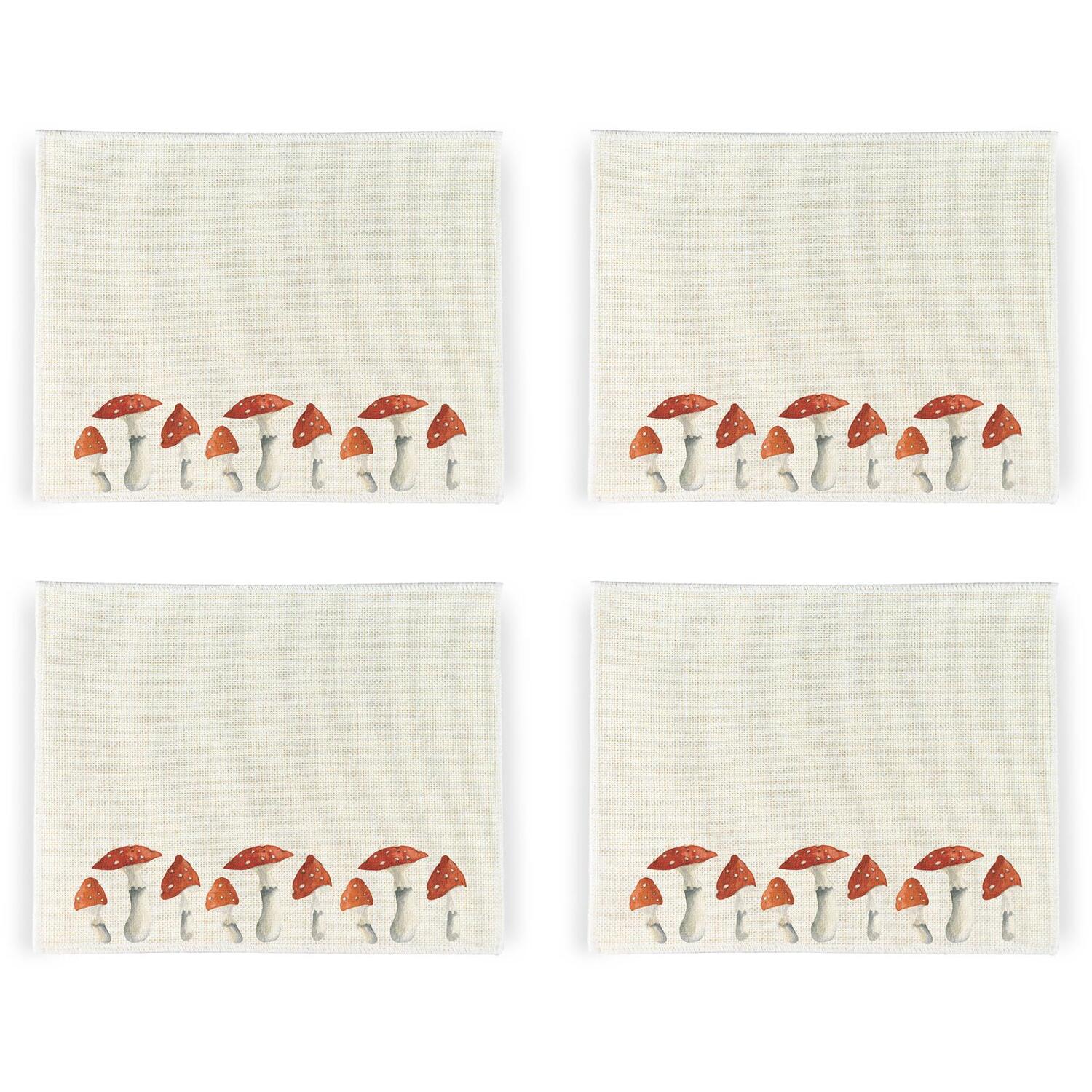 Image of Wild Forest Mushrooms Linen Placemats -&hellip;
