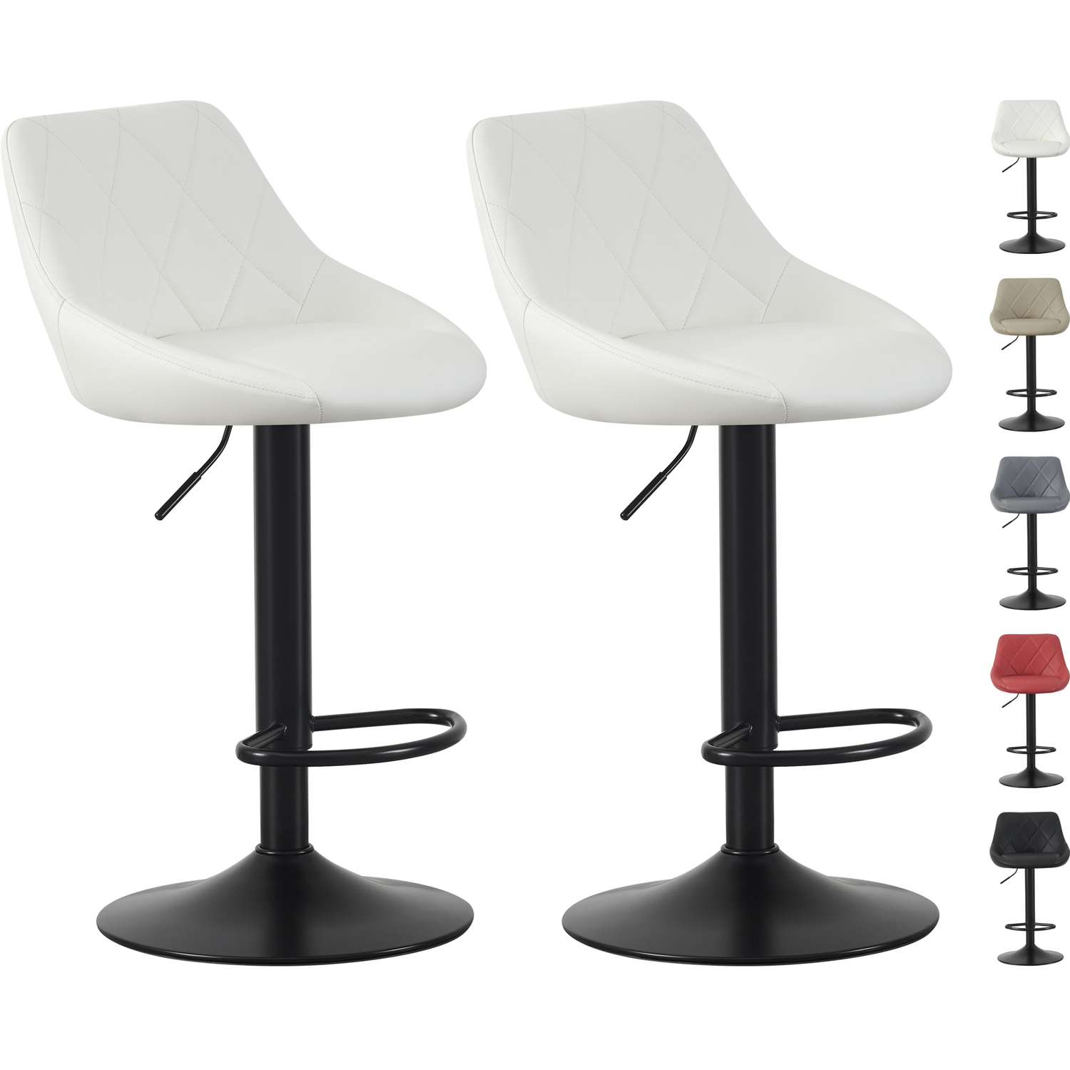 Mcc (Cream) Set Of 2 Height Adjustable Kitchen Bar Stool Breakfast Chairs With Footrest Stanley - Image 5