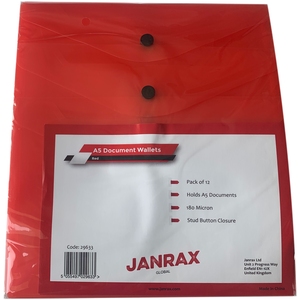 Pack of 12 Janrax A5 Yellow Document Wallets