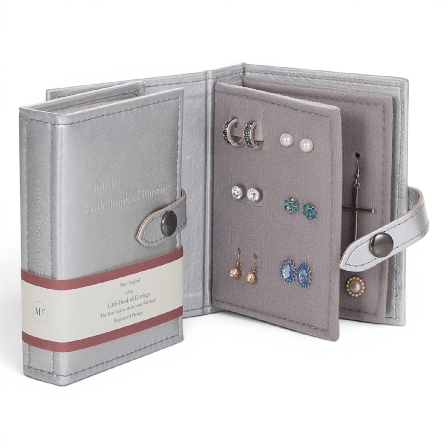 Small Little Book Of Earrings Silver Jewellery Box Travel Storage Organiser - Image 2