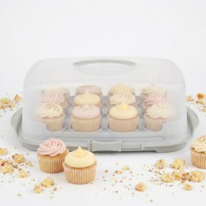 Clear Plastic Cupcake Caddy Storage Container With Lid & Carry Handles