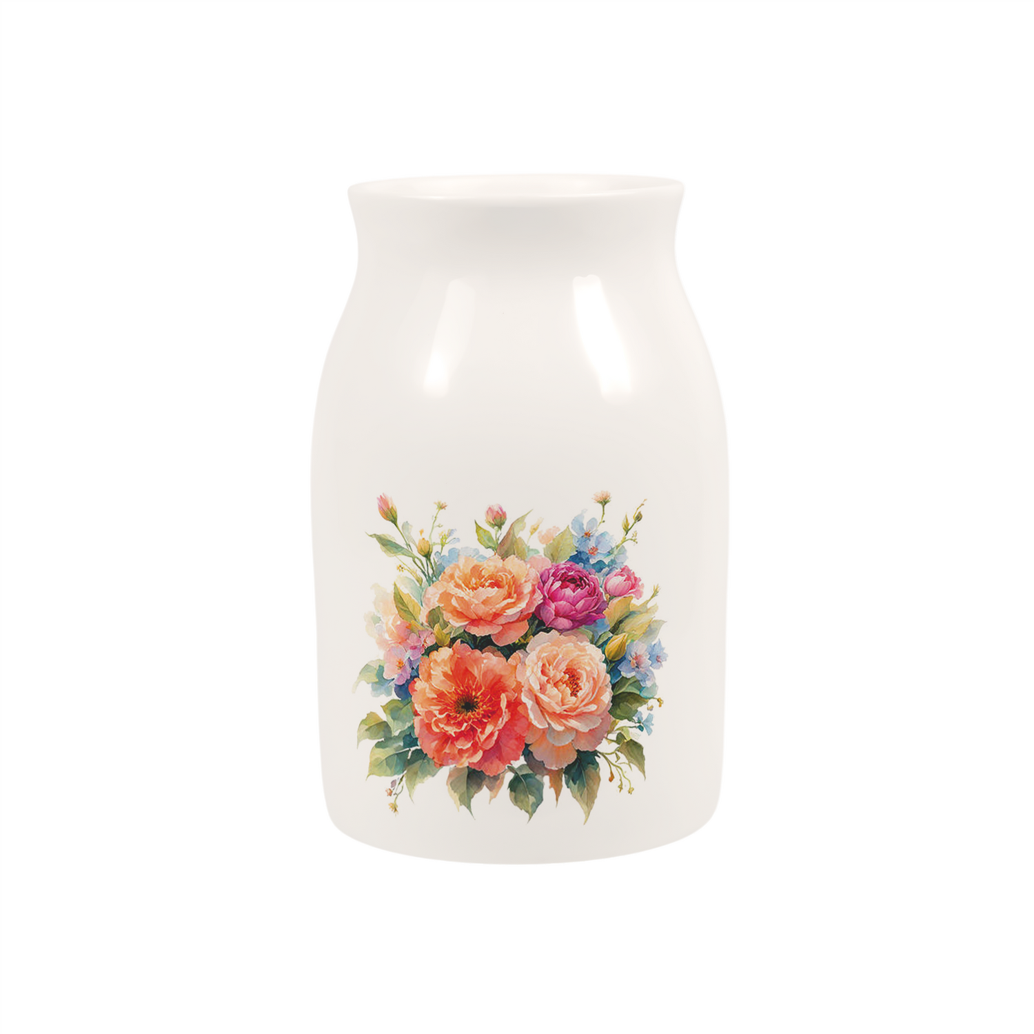 Flower Bunches Small Porcelain Vase - Multicoloured