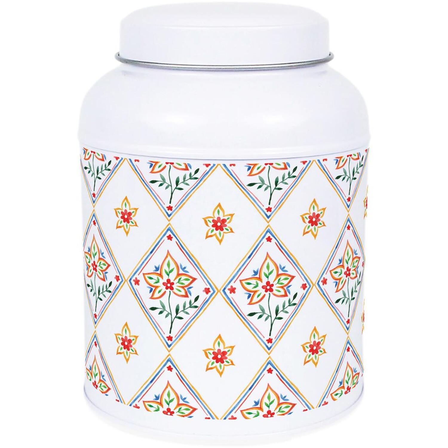B&Q -  Diamond Floral Storage CanisterSmall Domed Lid Kitchen/home Tin - Image 3