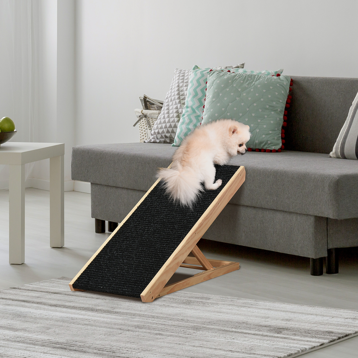 Pawhut Black Dog Ramp, Foldable Pet Ramp With 4 Adjustable Heights, Non-Slip Finish For Medium And Large Dogs, - Image 2