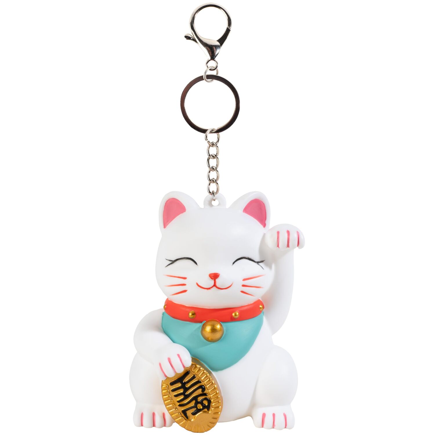Fizz Creations Lucky Cat Light Up Bag Charm ¿ Cute Japanese Lucky Cat Keyring, Battery Powered Clip On Bag Accessor - Lucky Cat