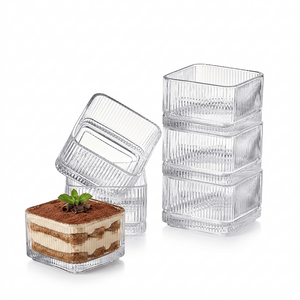 Eden & Willow Set of 6 Square Ribbed Glass Dip and Dessert Bowls