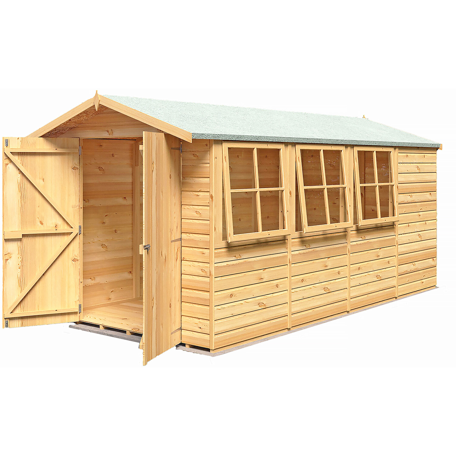 Shire Light 13'2 X 6'6 Jersey Double Door Wooden Garden Shed (4.33M X 2.2M) - Image 5