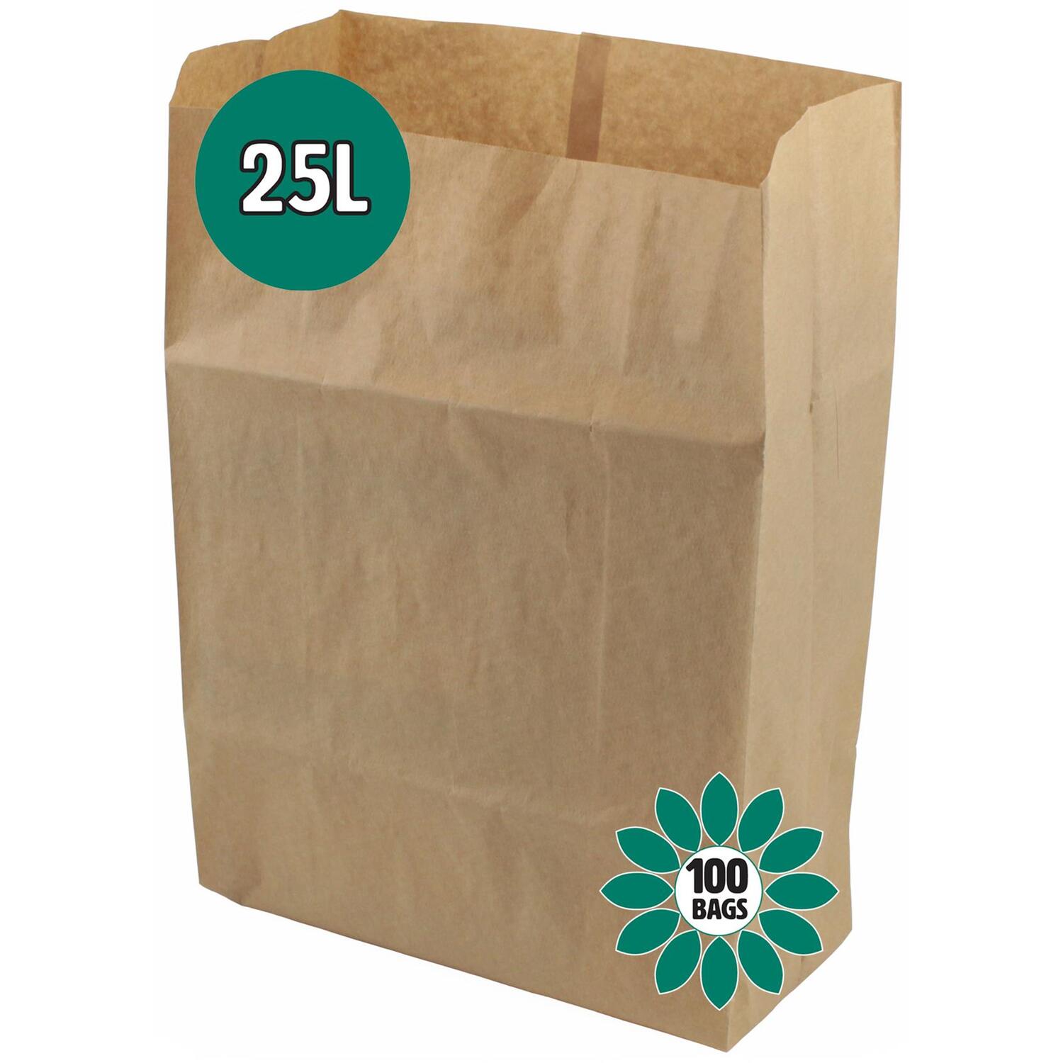Paper Compostable Kitchen Caddy Bags - EcoSack 100x 25L Paper Sacks Bags - Image 4