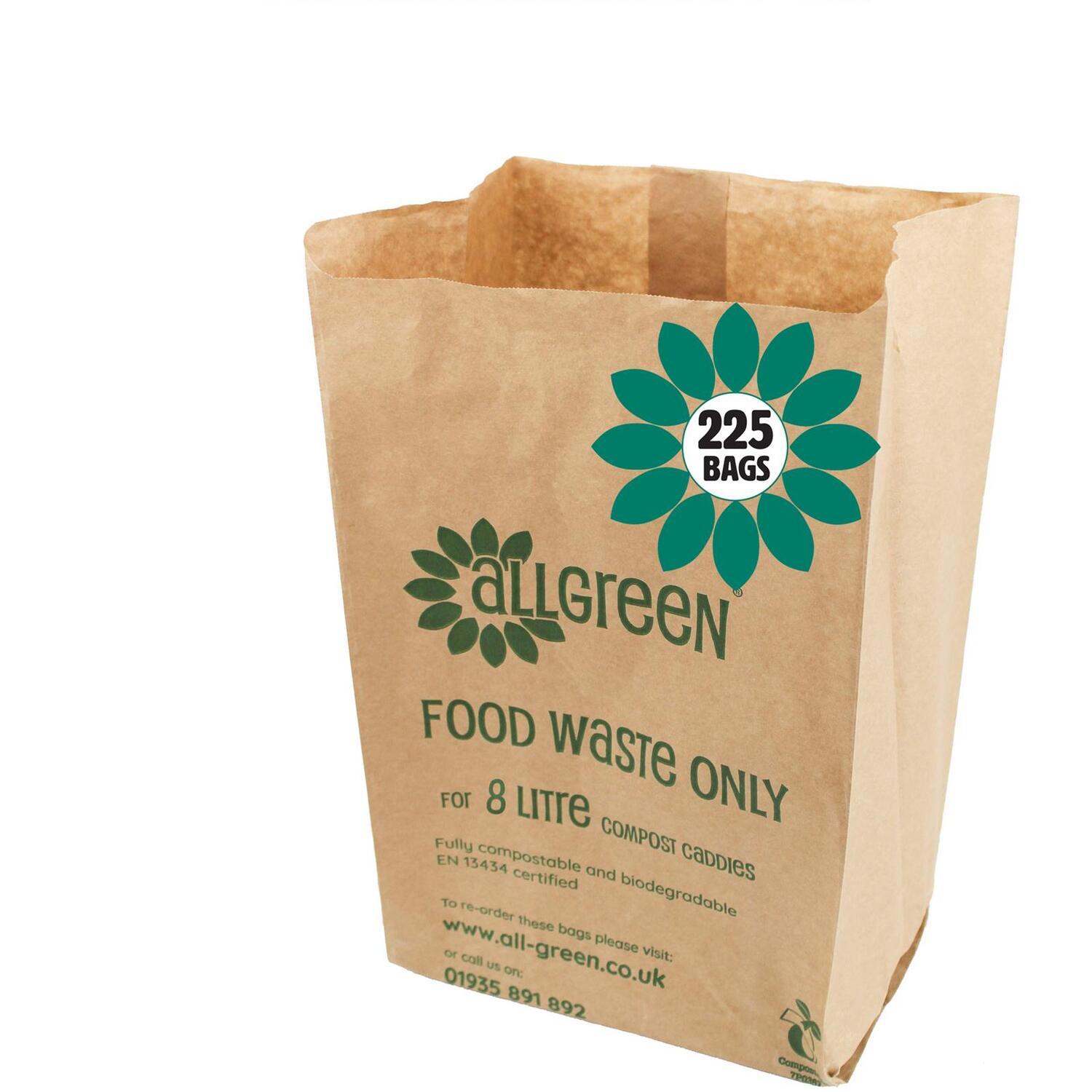 All-Green 8L Paper Compostable Food Waste Caddy Liners (Small) - 50 Bags - 225 Bags / 225
