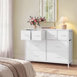 SONGMICS Chest of Drawers, 8 Fabric Drawers Storage Organiser, Steel Frame