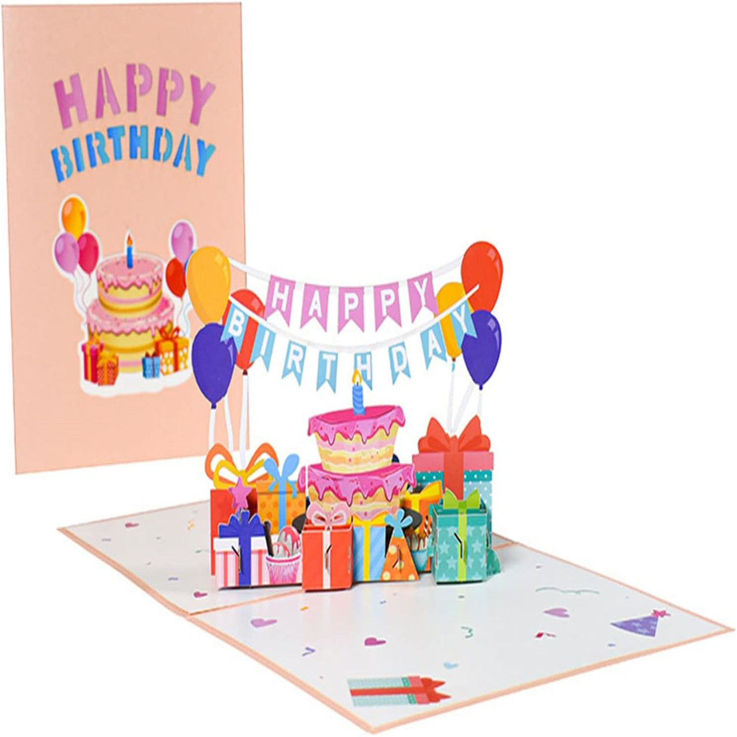 Brightfeel Flag Pulling Birthday Party 3D Pop Up Greeting Card - White