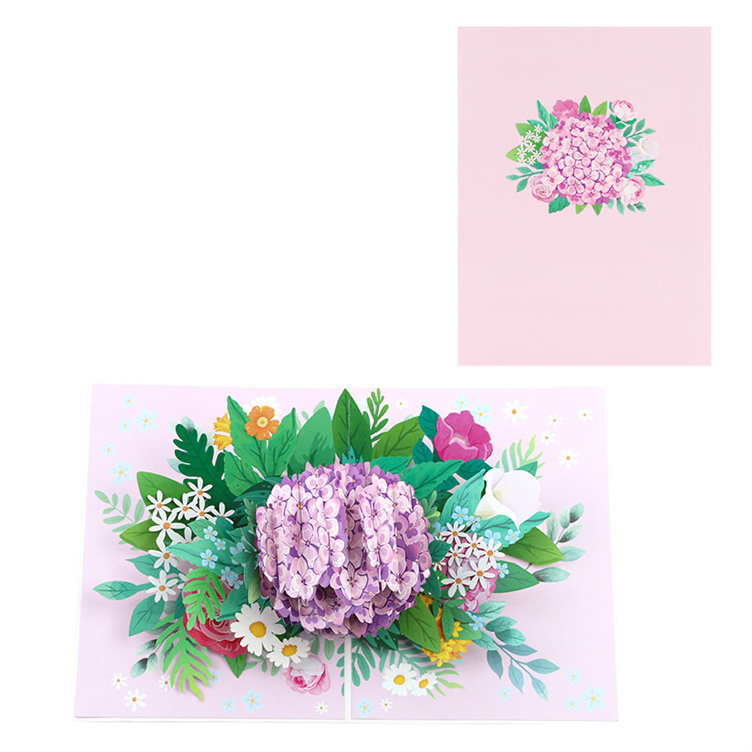 Garden of Grace Hydrangea 3D Pop Up Greeting Card - Mother's Day Birthday - Image 2
