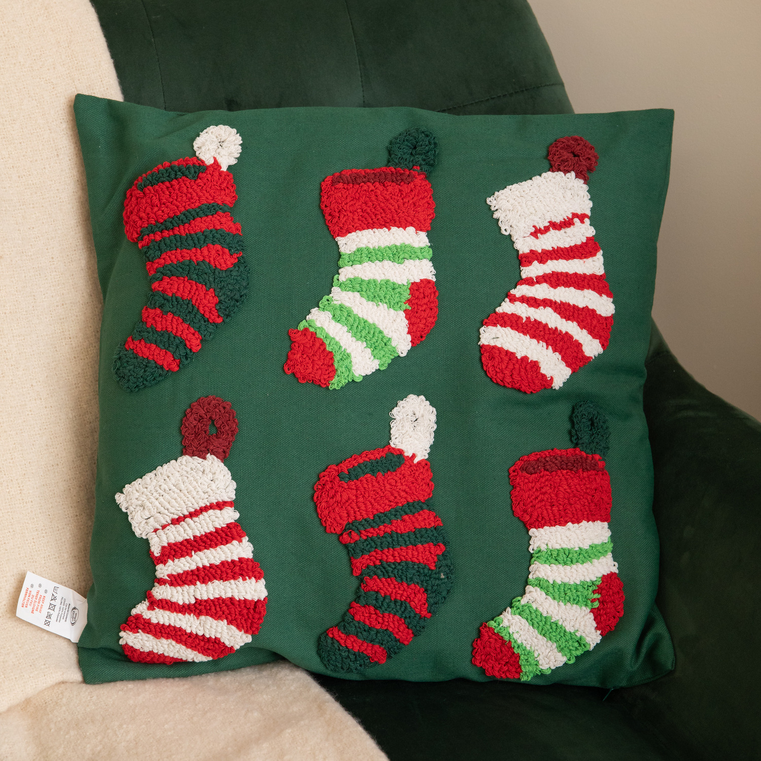 Samuel Alexander 45Cm Dark Green Soft Decorative Christmas Stocking Cushion - Green