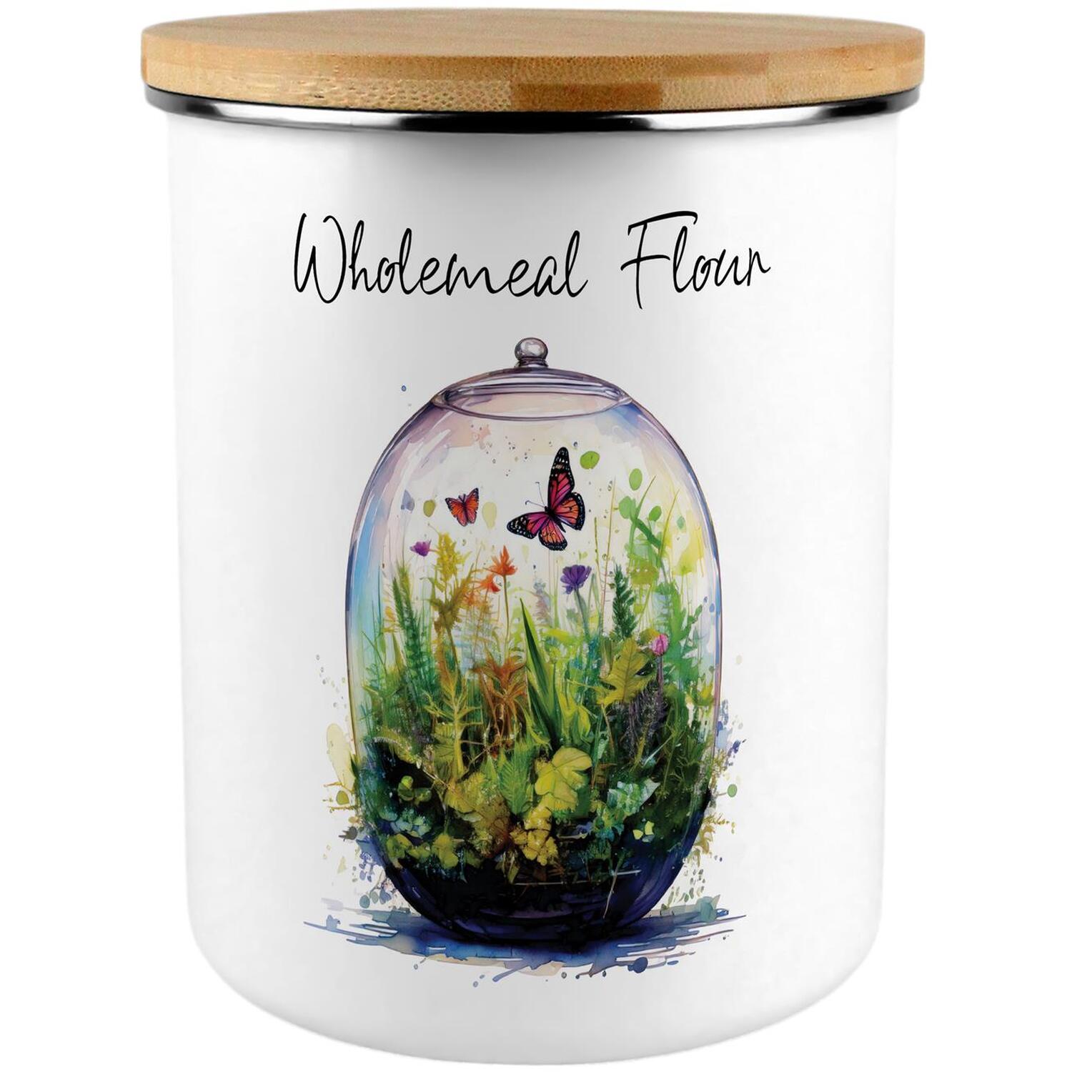 Thriving Terrarium Design Wholemeal Flour Canister - XL Kitchen Storage Gift - Image 2