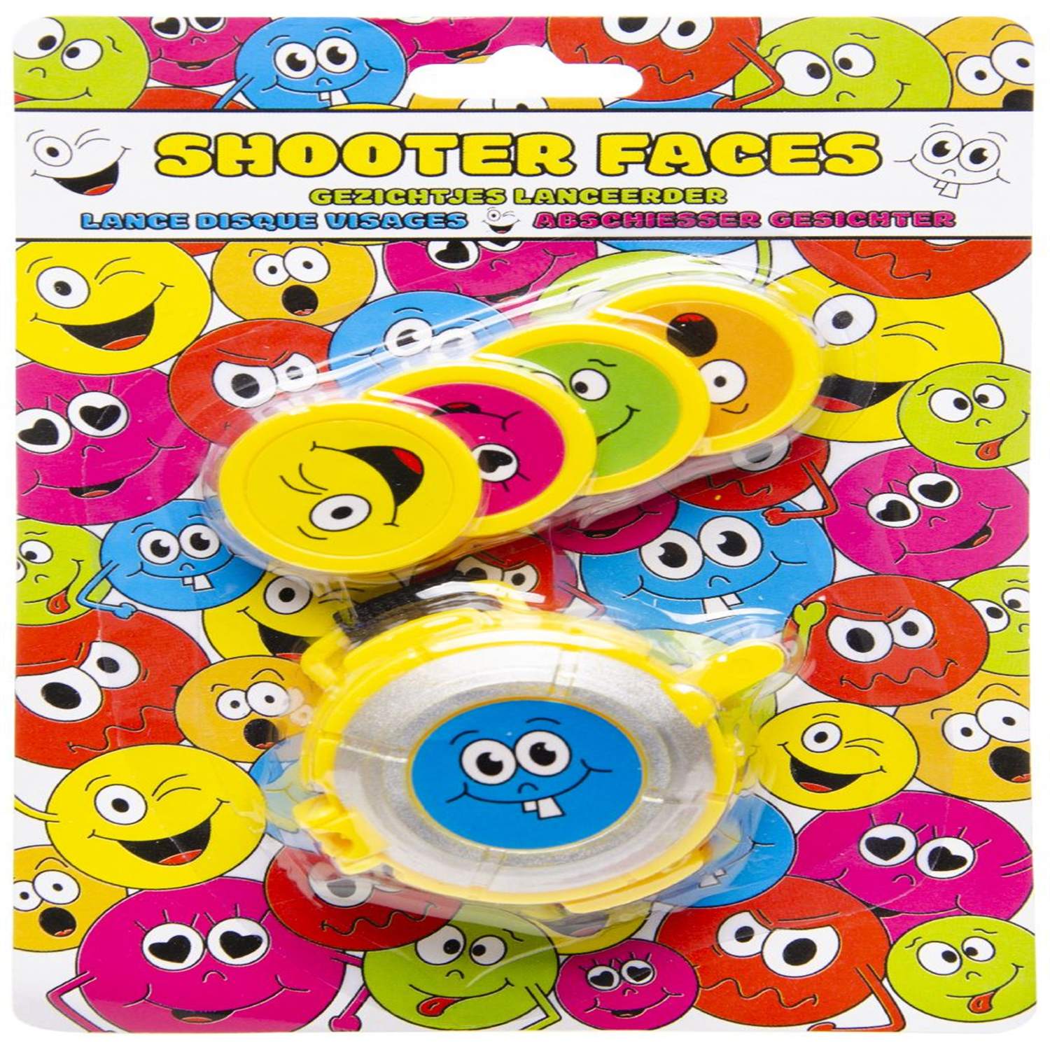  - Pack Of 12 Mini Disc Launcher Emotion Face Shooters- Theme Party Bag Filller Gifts - Image 3