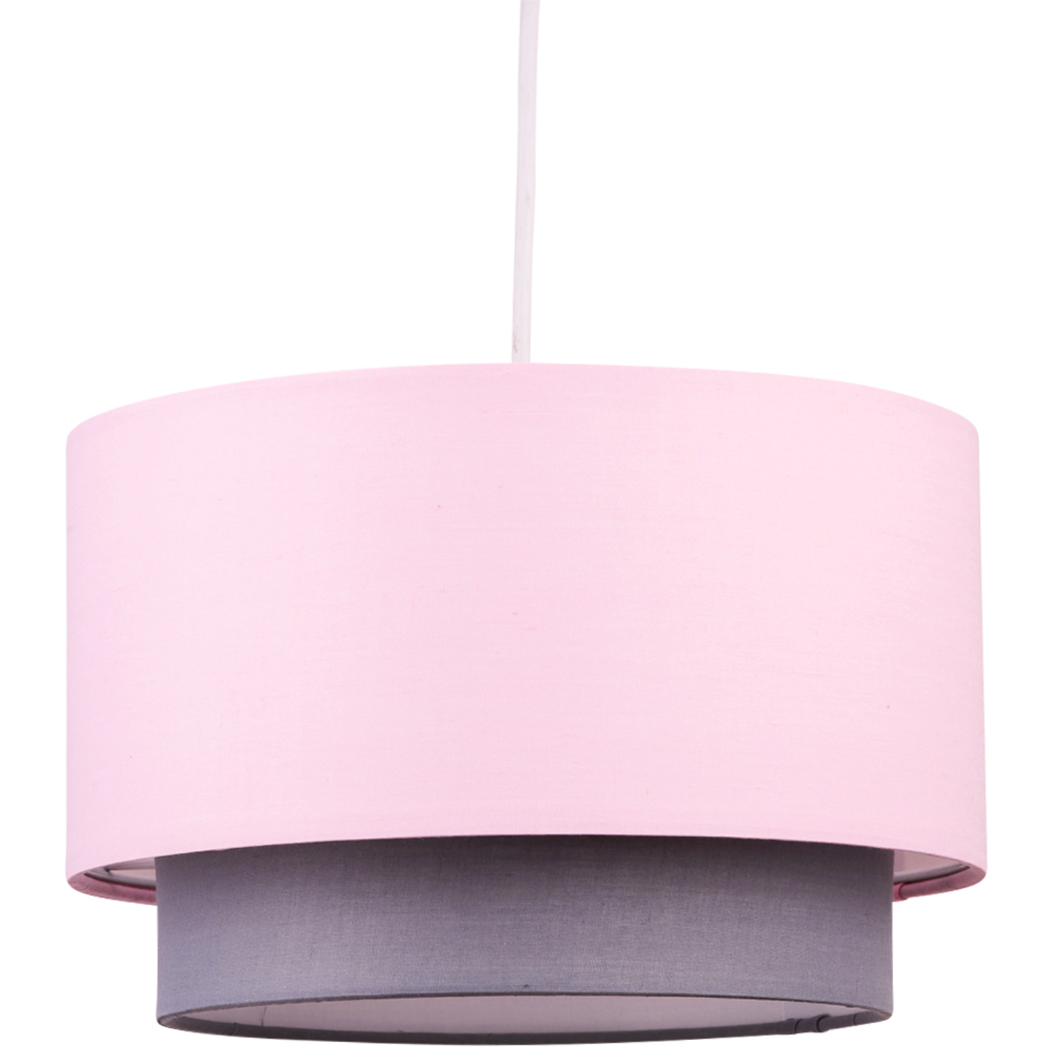 First Choice Lighting Pink & Grey 2 Tier Easy Fit Ceiling Lightshade - Pink