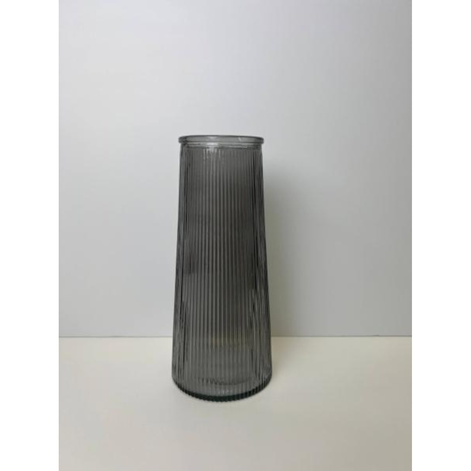  - Stylish Smoky Grey Tall Ribbed Vase - Image 3