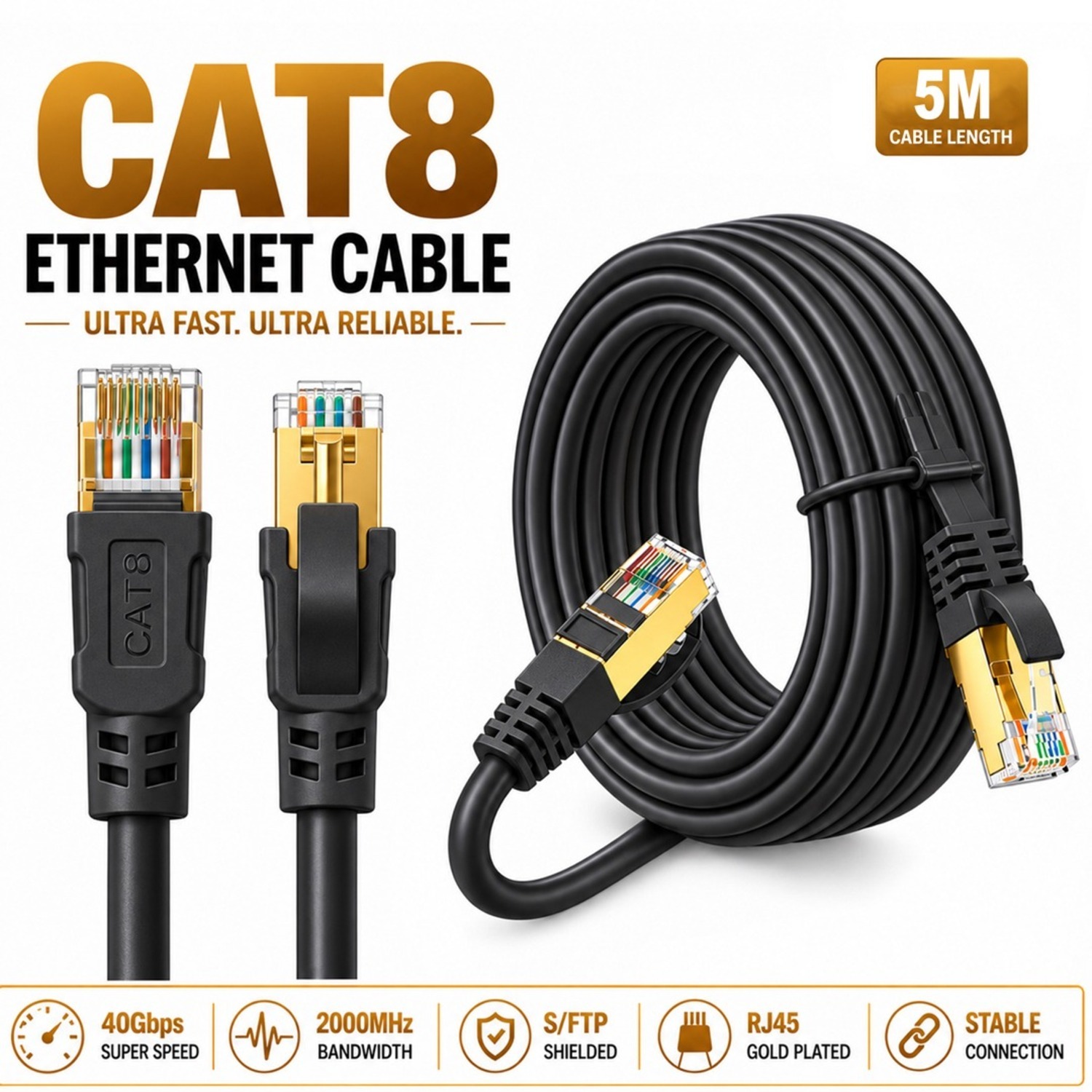 Atek Ethernet Network Cable - Black / 5M