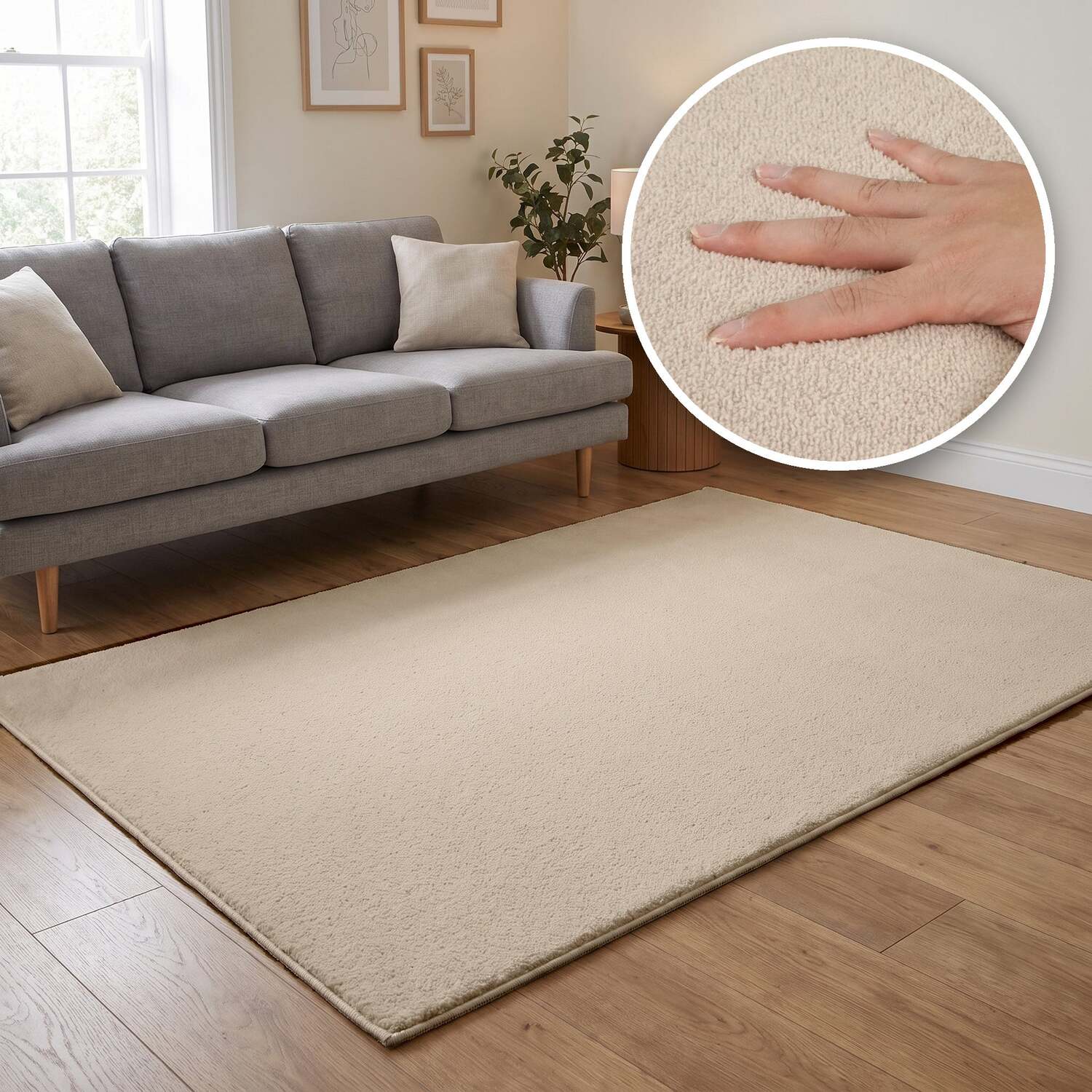 The Rugs Washmellow Machine Washable Soft Pile Area Rug With Non-Slip Backing - Beige / 160Cm / 120Cm / 1.92Kg