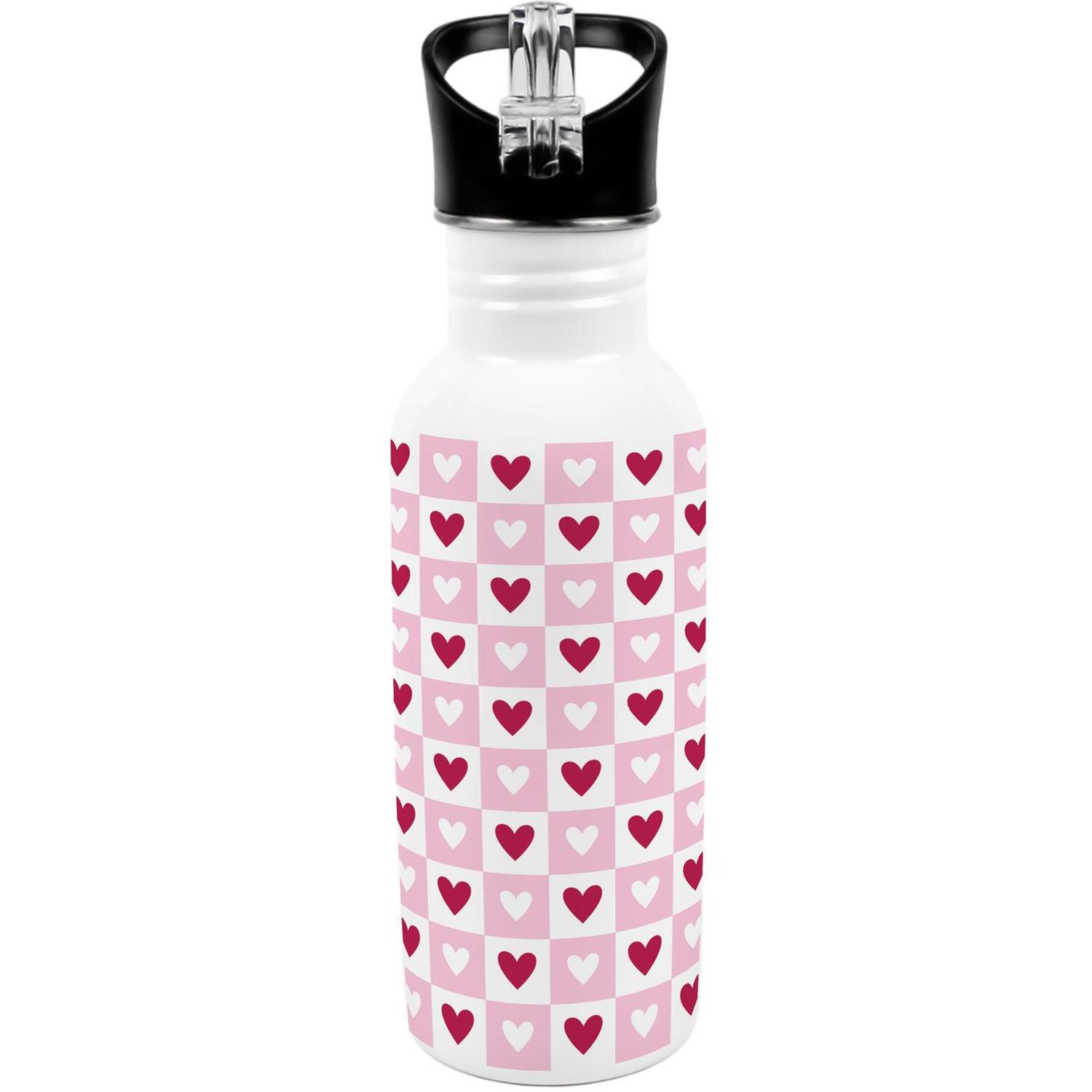 Purely Home Light Pink Hearts Metal Canteen Water Bottle - Pink