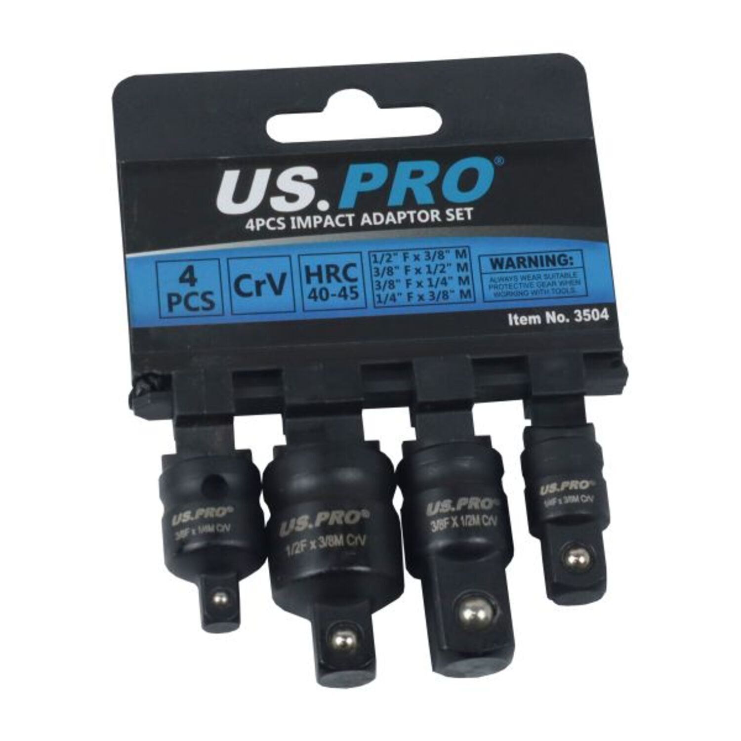 US PRO Tools 4 Piece Impact Adaptor Set 1/4"" 3/8"" 1/2"" Step up/Down Reducer 3504 - Image 11