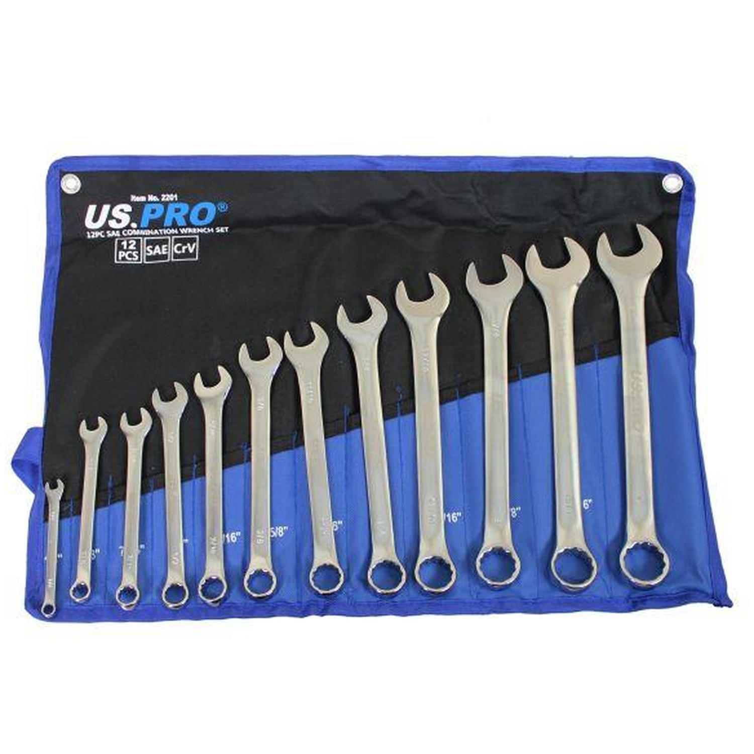 Us Pro 12Pc Sae / Af Imperial Combination Spanner Wrench Set 1/4 - 1" - Image 4