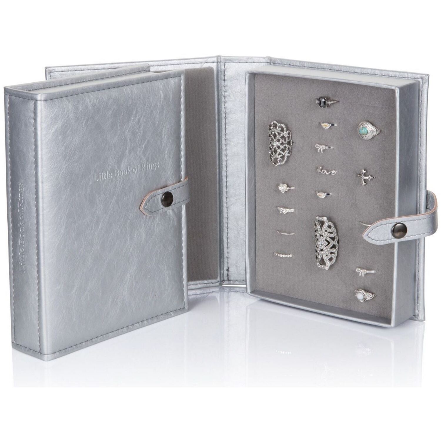  - Little Shop Of Little Box Of Rings LargePortable Faux Leather Ring Organiser Holding 27 RingsSilver20 X 14.5 X 4.5 Cm - Image 3