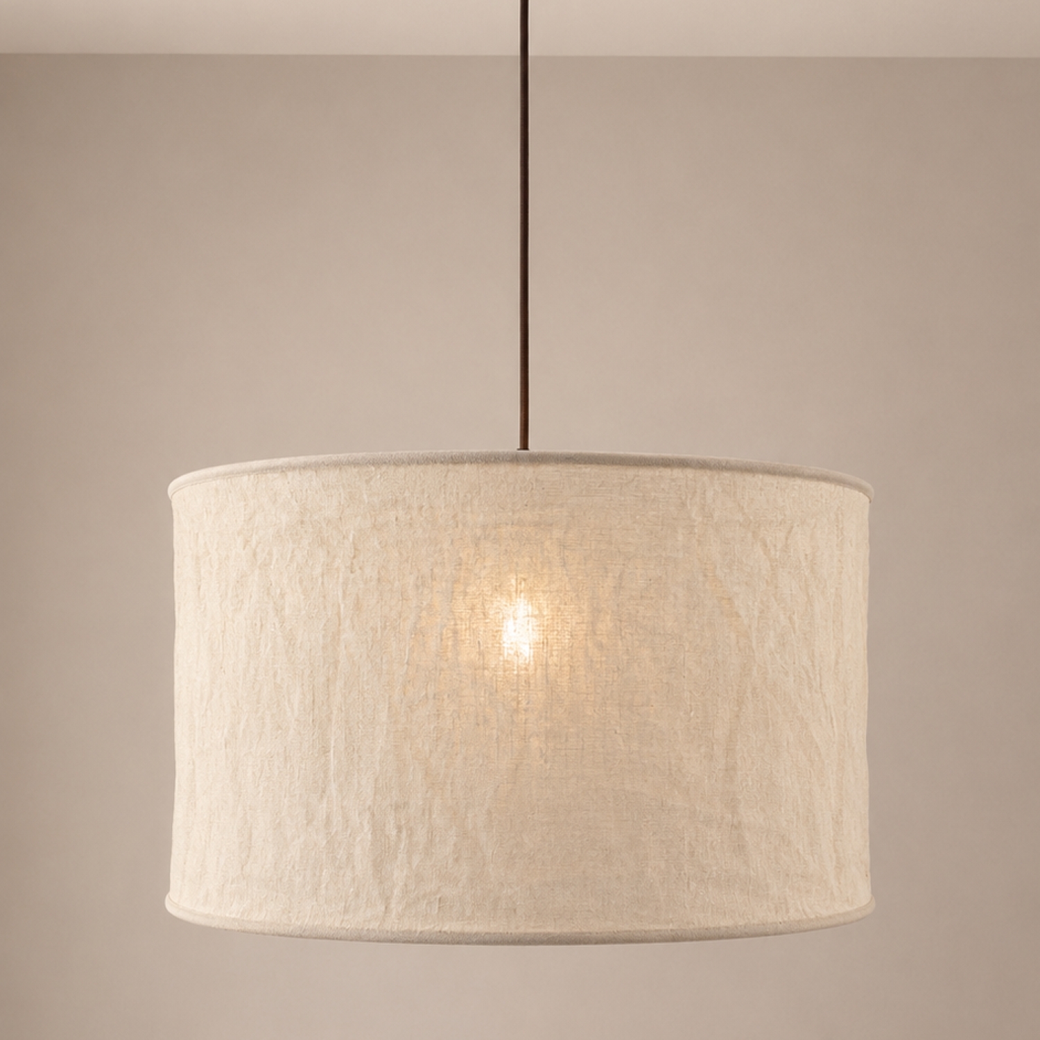 Cgc Lighting Unisex Beige Sicilia Oatmeal Linen Large 50Cm Round Drum Diffuser Lampshade In - Image 2