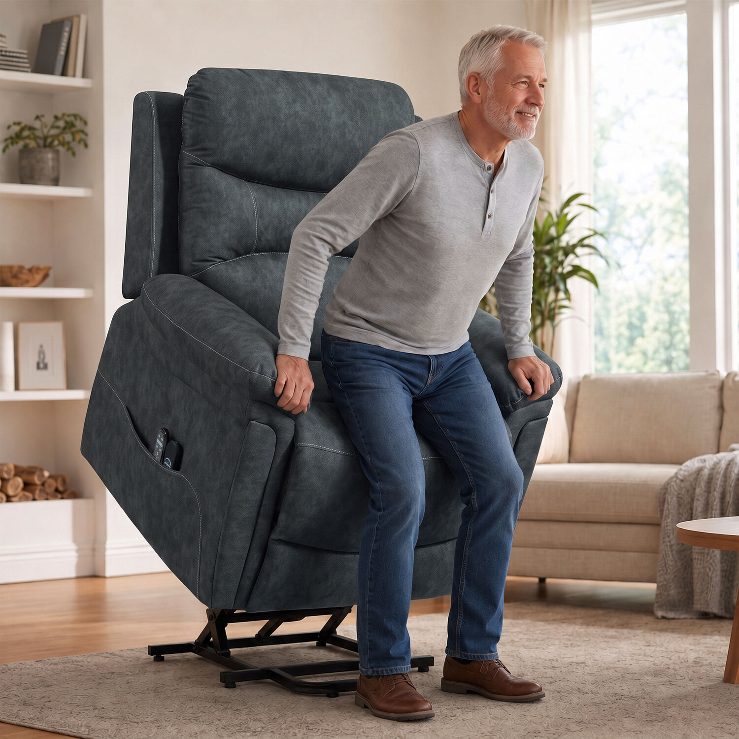 B&Q - Riser Recliner Chair With Massage And HeatRecliner ArmchairGrey - Image 3