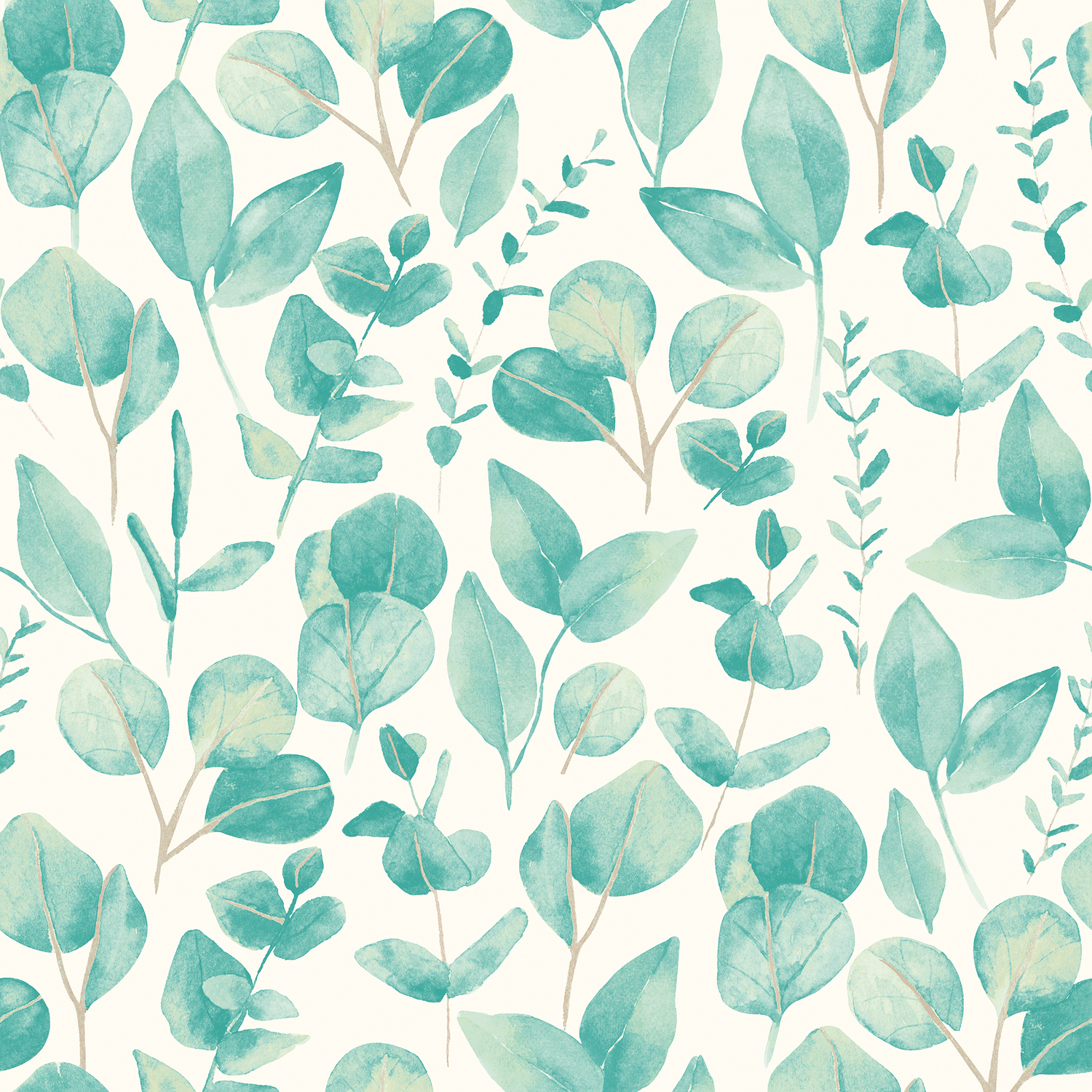 Watercolour Leaves - Aqua & Chalk