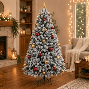 6FT Premium Snow Filled Grand Fir Full Artificial Christmas Tree