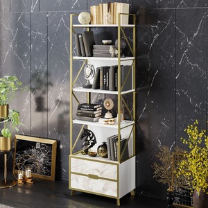 Frida 60cm Wide Modern Bookcase White Marble Effect
